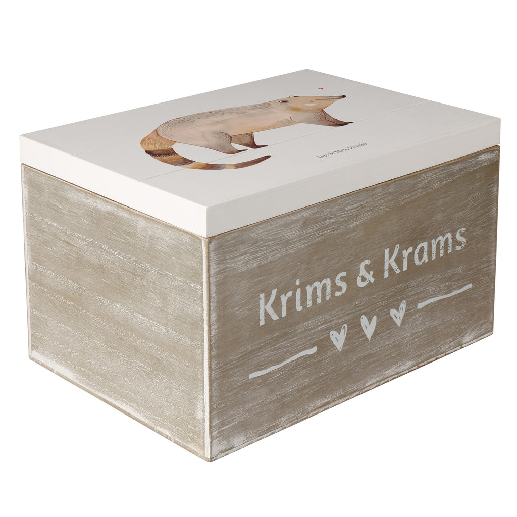 Holzkiste Nasenbär Holzkiste, Kiste, Schatzkiste, Truhe, Schatulle, XXL, Erinnerungsbox, Erinnerungskiste, Dekokiste, Aufbewahrungsbox, Tiermotive, Gute Laune, lustige Sprüche, Tiere, Nasenbär, Nasenbären, Rüsselbär, Bär