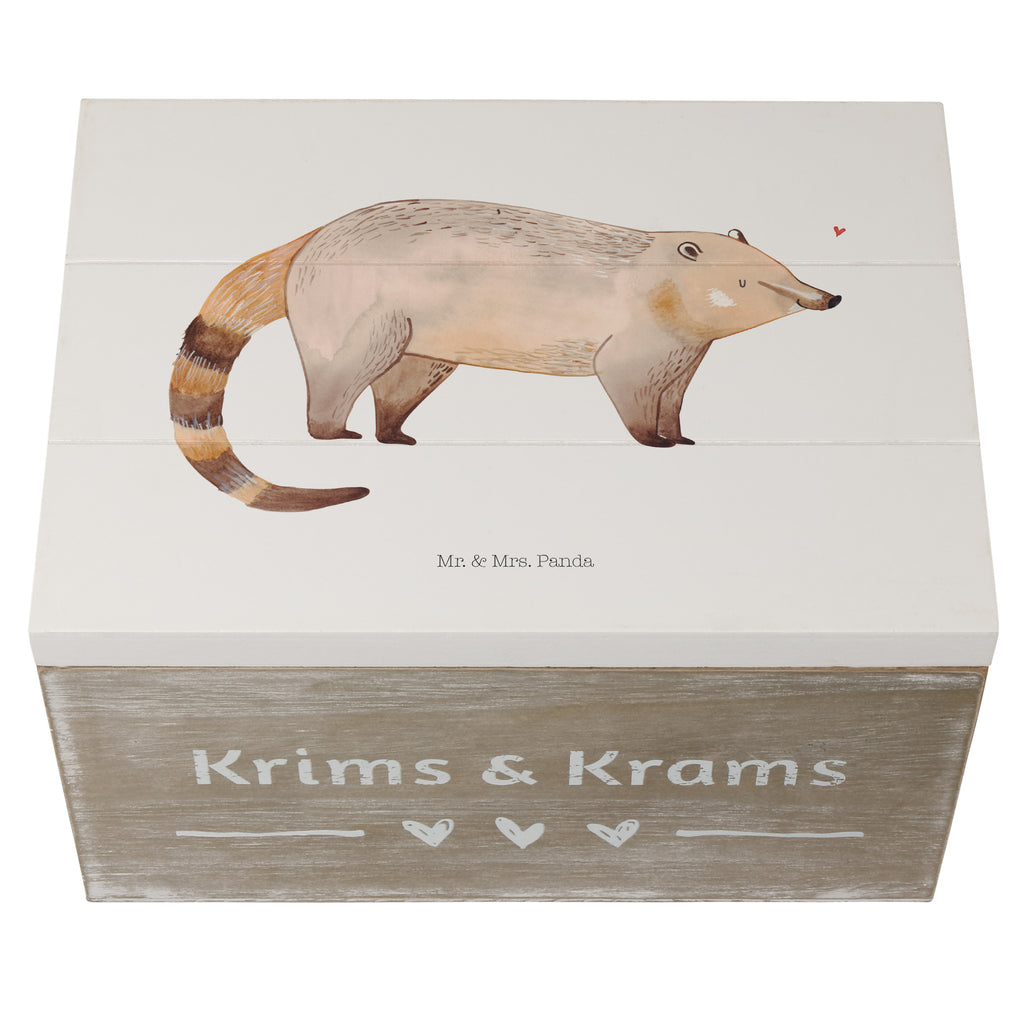 Holzkiste Nasenbär Holzkiste, Kiste, Schatzkiste, Truhe, Schatulle, XXL, Erinnerungsbox, Erinnerungskiste, Dekokiste, Aufbewahrungsbox, Tiermotive, Gute Laune, lustige Sprüche, Tiere, Nasenbär, Nasenbären, Rüsselbär, Bär