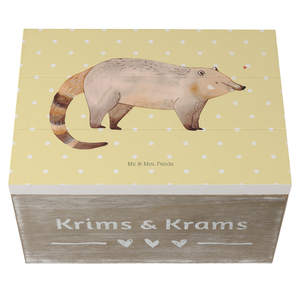 Holzkiste Nasenbär Holzkiste, Kiste, Schatzkiste, Truhe, Schatulle, XXL, Erinnerungsbox, Erinnerungskiste, Dekokiste, Aufbewahrungsbox, Tiermotive, Gute Laune, lustige Sprüche, Tiere, Nasenbär, Nasenbären, Rüsselbär, Bär