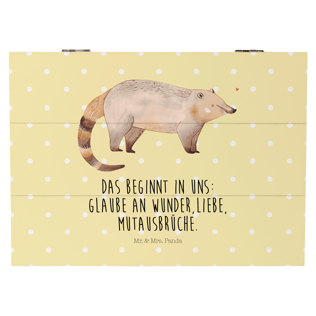 Holzkiste Nasenbär Holzkiste, Kiste, Schatzkiste, Truhe, Schatulle, XXL, Erinnerungsbox, Erinnerungskiste, Dekokiste, Aufbewahrungsbox, Tiermotive, Gute Laune, lustige Sprüche, Tiere, Nasenbär, Nasenbären, Rüsselbär, Bär