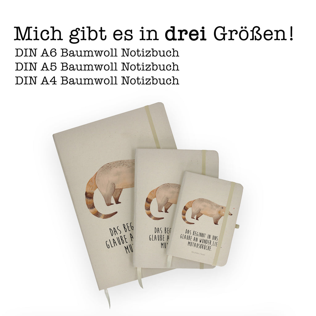 DIN A4 Baumwoll Notizbuch Nasenbär Notizen, Eintragebuch, Tagebuch, Notizblock, Adressbuch, Journal, Kladde, Skizzenbuch, Notizheft, Schreibbuch, Schreibheft, Tiermotive, Gute Laune, lustige Sprüche, Tiere, Nasenbär, Nasenbären, Rüsselbär, Bär