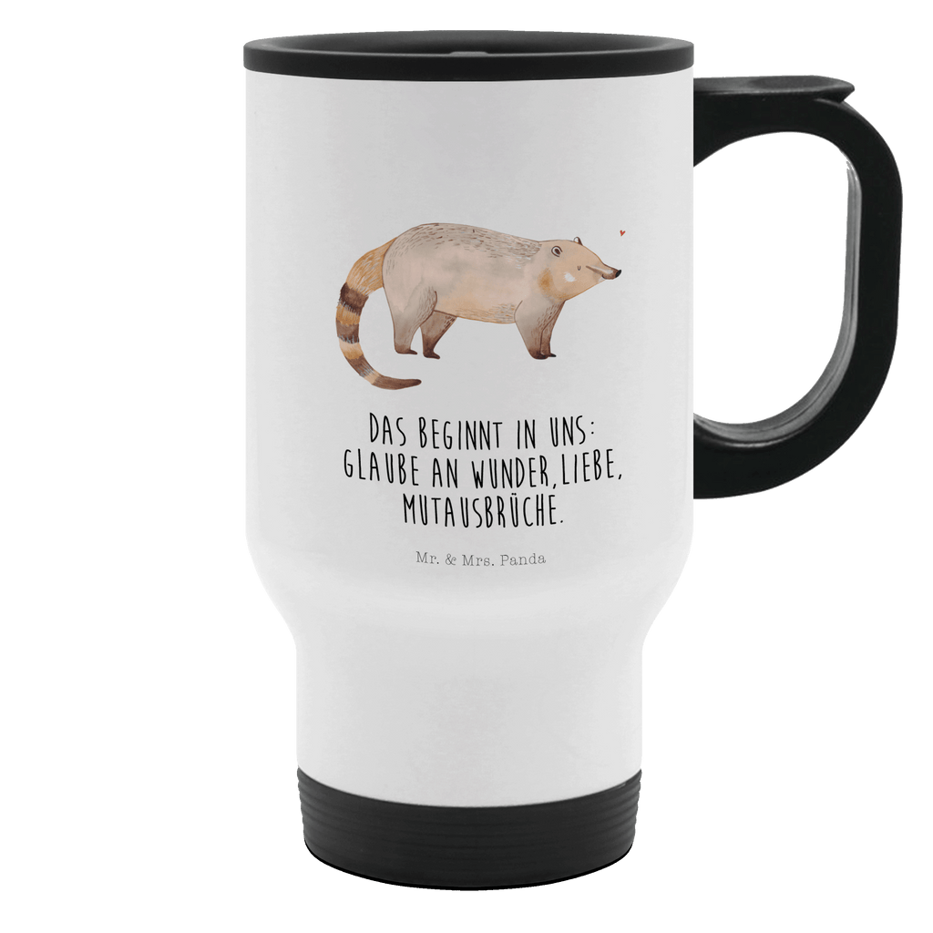 Thermobecher Nasenbär Thermobecher, To Go Becher, Thermotasse, Kaffeebecher, Isolierbecher, Thermobecher To Go, Warmhaltetasse, Edelstahlbecher, Reisebecher, Tasse mit Deckel, Thermobecher für 400 ml, Kaffeetasse zum Mitnehmen, Tasse zum Mitnehmen, Spülmaschinenfest, Tiermotive, Gute Laune, lustige Sprüche, Tiere, Nasenbär, Nasenbären, Rüsselbär, Bär