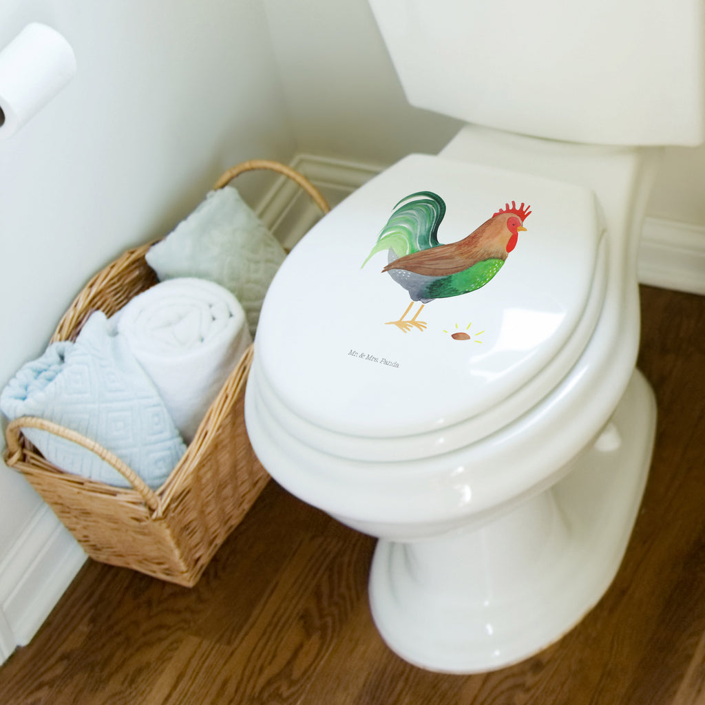 Motiv WC Sitz Hahn mit Korn Klobrille, Klodeckel, Toilettendeckel, WC-Sitz, Toilette, Bauernhof, Hoftiere, Landwirt, Landwirtin, Hahn, Korn, Henne, Eier, Natur