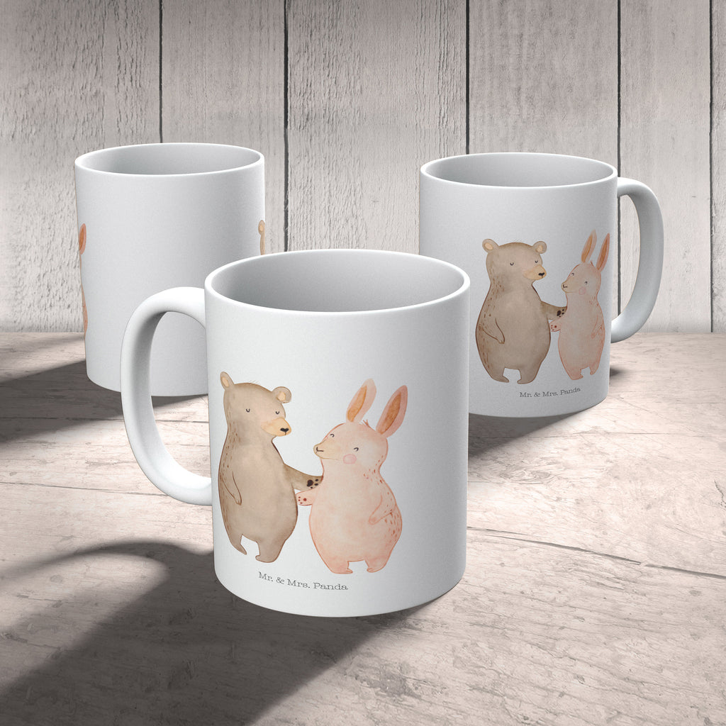 Tasse Bär Hase Umarmen Becher, Kaffeetasse, Kaffeebecher, Tee, Frühstück, Büro, Liebe, Partner, Freund, Freundin, Ehemann, Ehefrau, Heiraten, Verlobung, Heiratsantrag, Liebesgeschenk, Jahrestag, Hocheitstag, Freunde, bester Freund, Hase, Bär, Bärchen, best friends