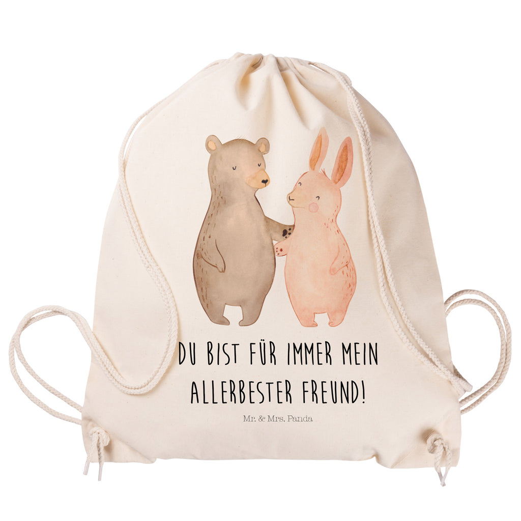 Sportbeutel Bär Hase Umarmen Turnbeutel, Beutel, Sporttasche, Tasche, Stoffbeutel, Liebe, Partner, Freund, Freundin, Ehemann, Ehefrau, Heiraten, Verlobung, Heiratsantrag, Liebesgeschenk, Jahrestag, Hocheitstag, Freunde, bester Freund, Hase, Bär, Bärchen, best friends