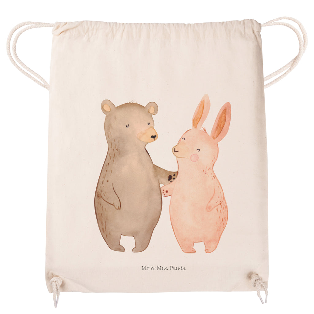 Sportbeutel Bär Hase Umarmen Turnbeutel, Beutel, Sporttasche, Tasche, Stoffbeutel, Liebe, Partner, Freund, Freundin, Ehemann, Ehefrau, Heiraten, Verlobung, Heiratsantrag, Liebesgeschenk, Jahrestag, Hocheitstag, Freunde, bester Freund, Hase, Bär, Bärchen, best friends