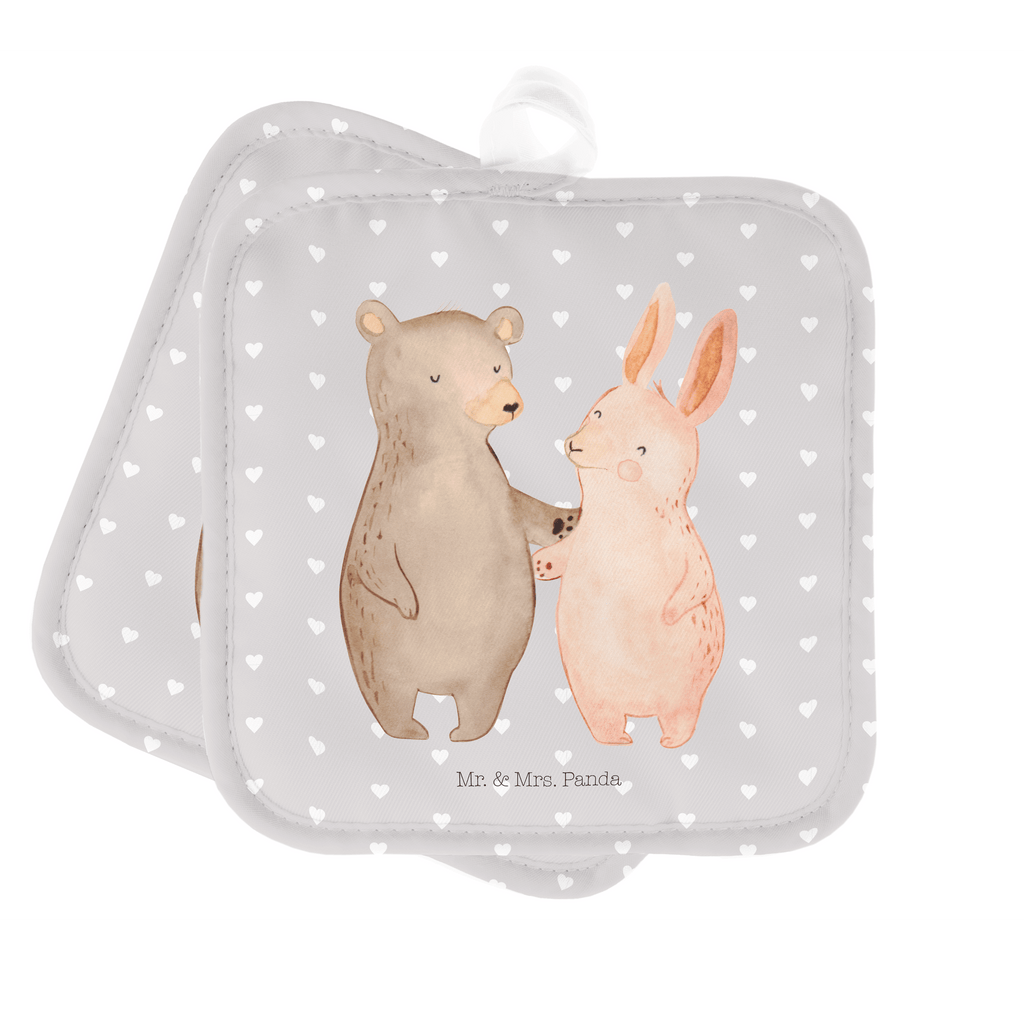 2er Set Topflappen  Bär Hase Umarmen Topflappen, Topfuntersetzer, Ofenhandschuh, Topflappen Set, Topflappen lustig, Topflappen mit Spruch, Liebe, Partner, Freund, Freundin, Ehemann, Ehefrau, Heiraten, Verlobung, Heiratsantrag, Liebesgeschenk, Jahrestag, Hocheitstag, Freunde, bester Freund, Hase, Bär, Bärchen, best friends