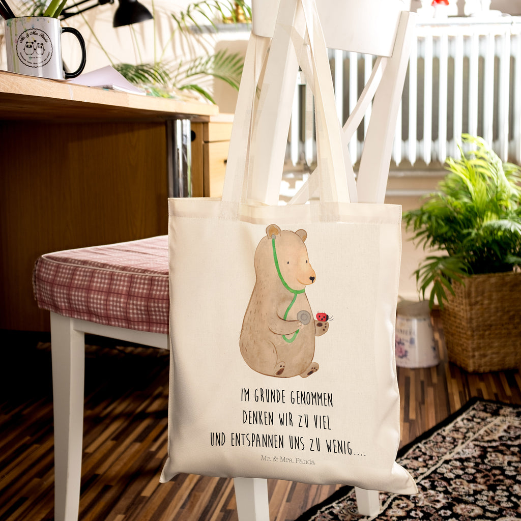 Tragetasche Bär Arzt Beuteltasche, Beutel, Einkaufstasche, Jutebeutel, Stoffbeutel, Bär, Teddy, Teddybär, Arzt, Ärztin, Doktor, Professor, Doktorin, Professorin