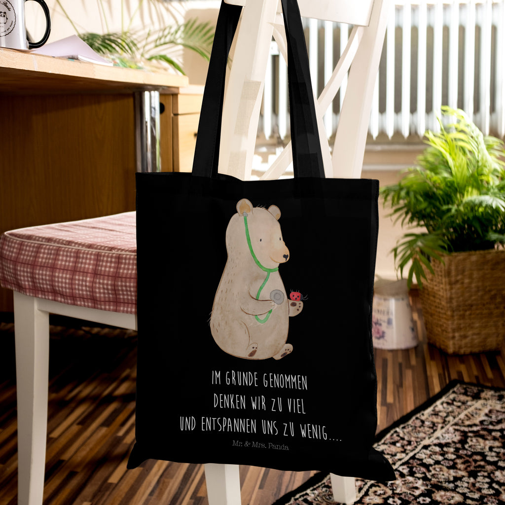 Tragetasche Bär Arzt Beuteltasche, Beutel, Einkaufstasche, Jutebeutel, Stoffbeutel, Bär, Teddy, Teddybär, Arzt, Ärztin, Doktor, Professor, Doktorin, Professorin
