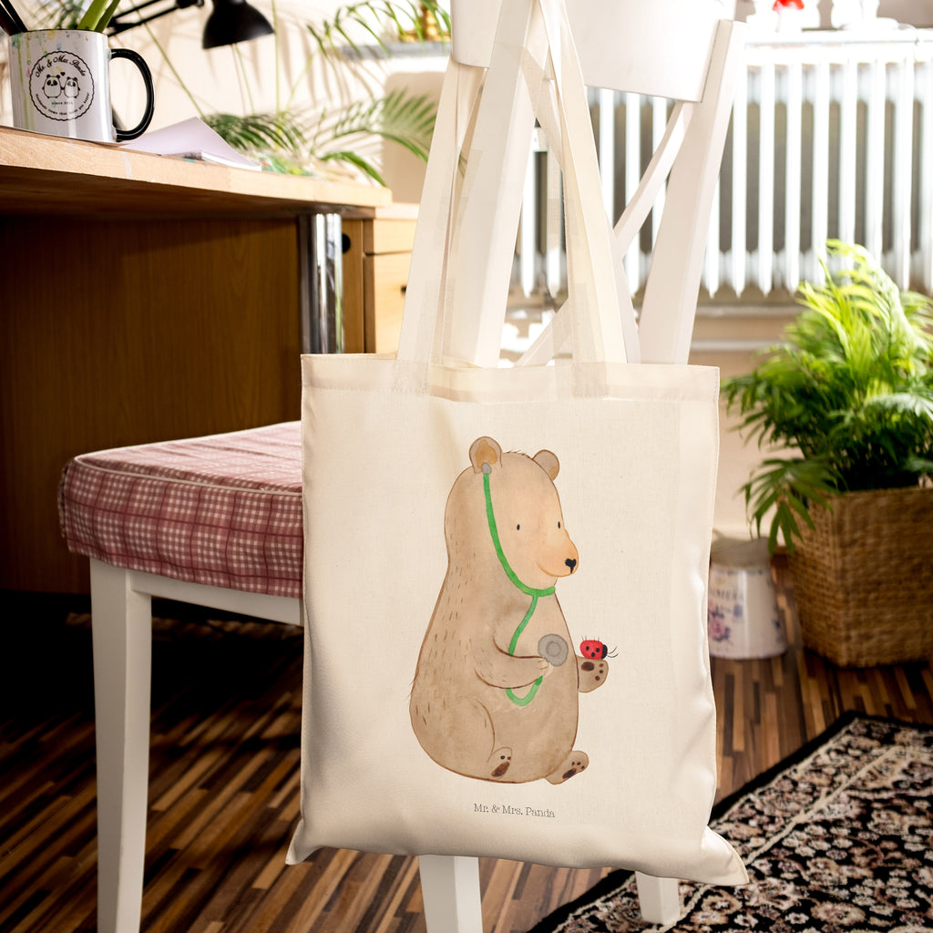 Tragetasche Bär Arzt Beuteltasche, Beutel, Einkaufstasche, Jutebeutel, Stoffbeutel, Bär, Teddy, Teddybär, Arzt, Ärztin, Doktor, Professor, Doktorin, Professorin