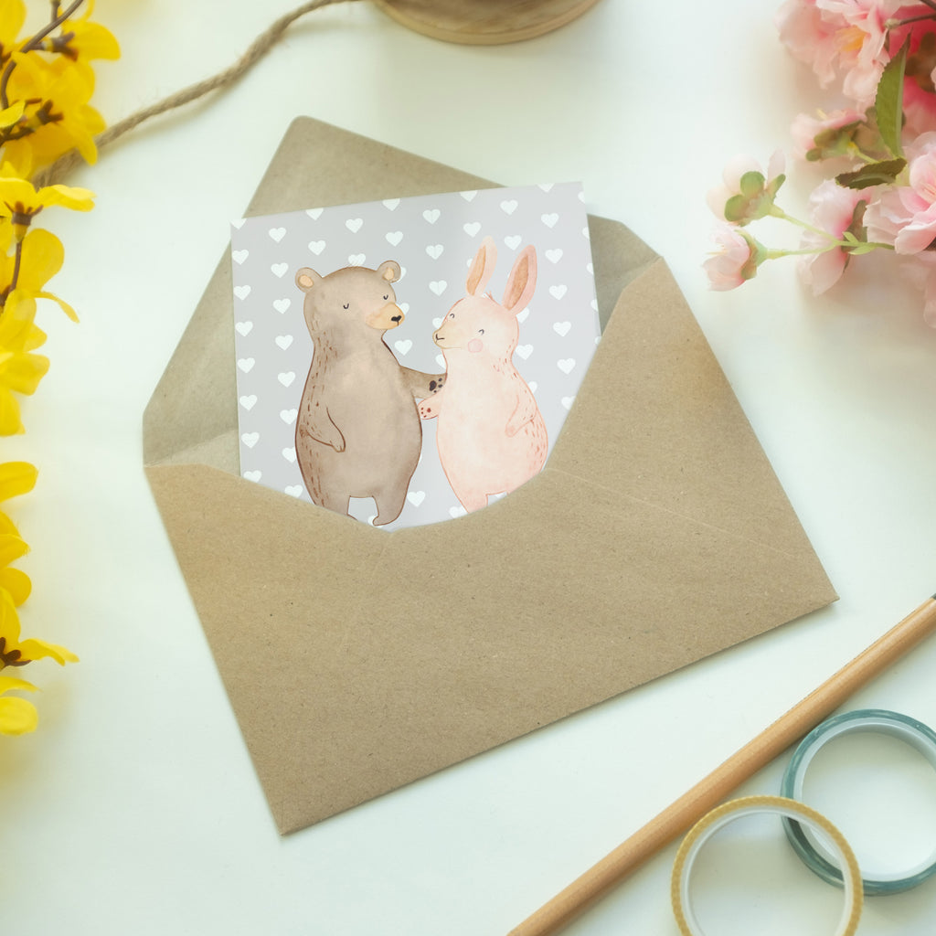 Grußkarte Bär Hase Umarmen Klappkarte, Einladungskarte, Glückwunschkarte, Hochzeitskarte, Geburtstagskarte, Karte, Liebe, Partner, Freund, Freundin, Ehemann, Ehefrau, Heiraten, Verlobung, Heiratsantrag, Liebesgeschenk, Jahrestag, Hocheitstag, Freunde, bester Freund, Hase, Bär, Bärchen, best friends