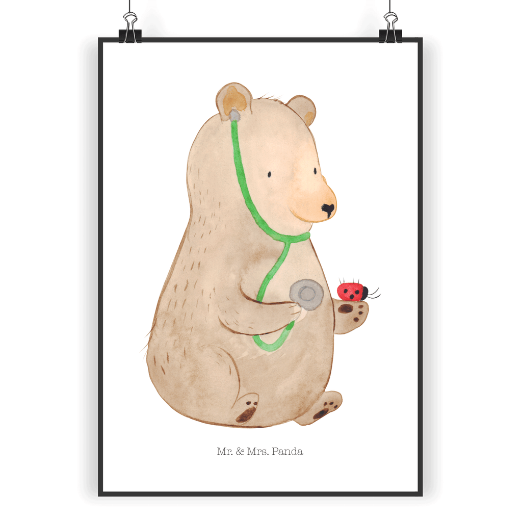 Poster Bär Arzt Poster, Wandposter, Bild, Wanddeko, Küchenposter, Kinderposter, Wanddeko Bild, Raumdekoration, Wanddekoration, Handgemaltes Poster, Mr. & Mrs. Panda Poster, Designposter, Kunstdruck, Posterdruck, Bär, Teddy, Teddybär, Arzt, Ärztin, Doktor, Professor, Doktorin, Professorin
