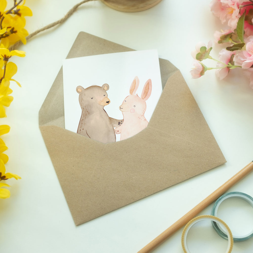 Grußkarte Bär Hase Umarmen Klappkarte, Einladungskarte, Glückwunschkarte, Hochzeitskarte, Geburtstagskarte, Karte, Liebe, Partner, Freund, Freundin, Ehemann, Ehefrau, Heiraten, Verlobung, Heiratsantrag, Liebesgeschenk, Jahrestag, Hocheitstag, Freunde, bester Freund, Hase, Bär, Bärchen, best friends