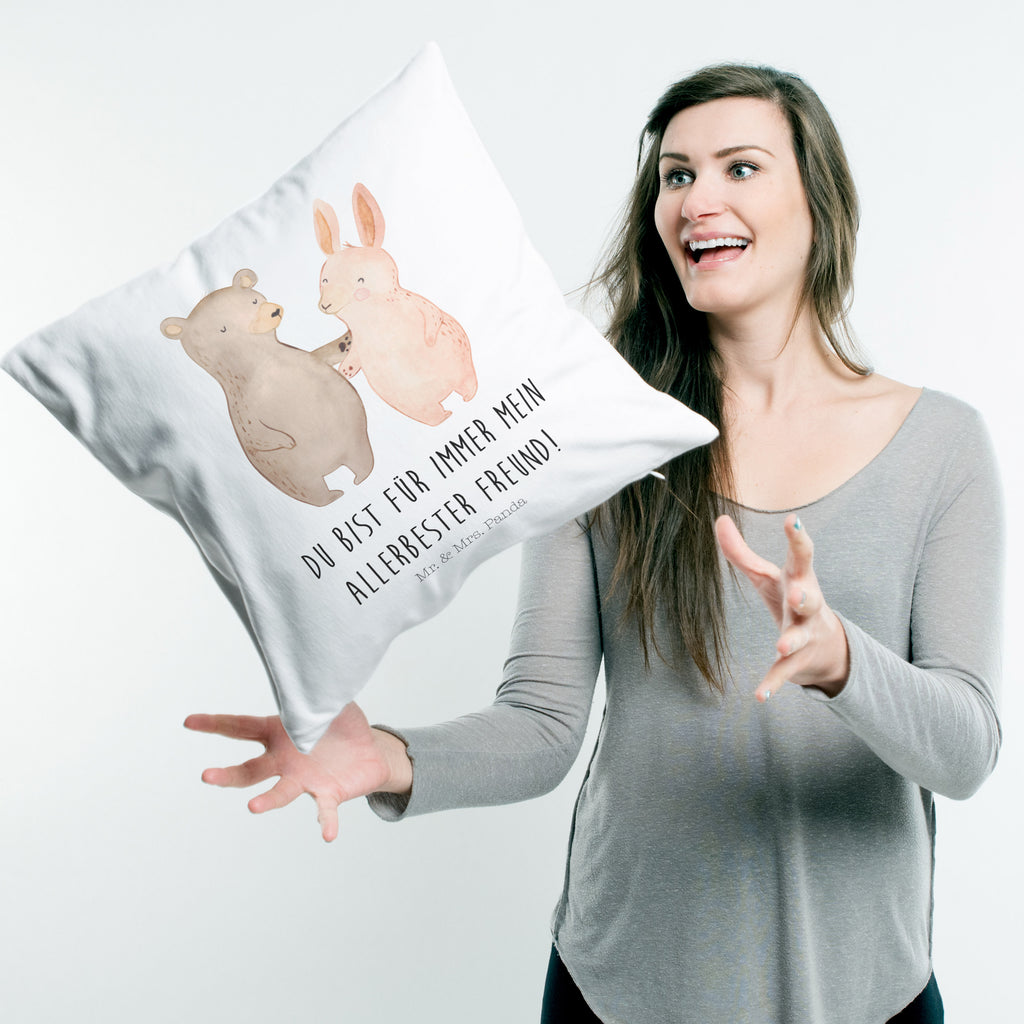 40x40 Kissen Bär Hase Umarmen Kissenhülle, Kopfkissen, Sofakissen, Dekokissen, Motivkissen, Liebe, Partner, Freund, Freundin, Ehemann, Ehefrau, Heiraten, Verlobung, Heiratsantrag, Liebesgeschenk, Jahrestag, Hocheitstag, Freunde, bester Freund, Hase, Bär, Bärchen, best friends