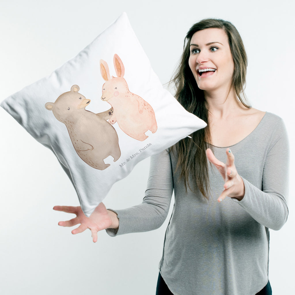 40x40 Kissen Bär Hase Umarmen Kissenhülle, Kopfkissen, Sofakissen, Dekokissen, Motivkissen, Liebe, Partner, Freund, Freundin, Ehemann, Ehefrau, Heiraten, Verlobung, Heiratsantrag, Liebesgeschenk, Jahrestag, Hocheitstag, Freunde, bester Freund, Hase, Bär, Bärchen, best friends