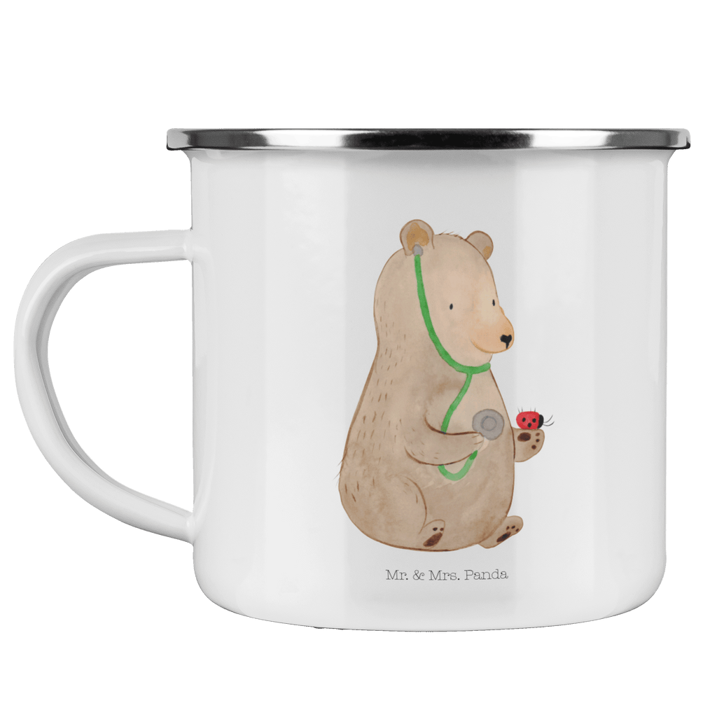 Camping Emaille Tasse Bär Arzt Campingtasse, Trinkbecher, Metalltasse, Outdoor Tasse, Emaille Trinkbecher, Blechtasse Outdoor, Emaille Campingbecher, Edelstahl Trinkbecher, Metalltasse für Camping, Kaffee Blechtasse, Camping Tasse Metall, Bär, Teddy, Teddybär, Arzt, Ärztin, Doktor, Professor, Doktorin, Professorin
