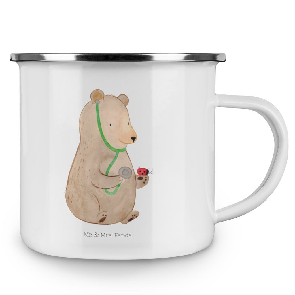 Camping Emaille Tasse Bär Arzt Campingtasse, Trinkbecher, Metalltasse, Outdoor Tasse, Emaille Trinkbecher, Blechtasse Outdoor, Emaille Campingbecher, Edelstahl Trinkbecher, Metalltasse für Camping, Kaffee Blechtasse, Camping Tasse Metall, Bär, Teddy, Teddybär, Arzt, Ärztin, Doktor, Professor, Doktorin, Professorin