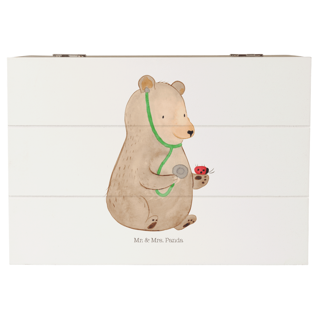 Holzkiste Bär Arzt Holzkiste, Kiste, Schatzkiste, Truhe, Schatulle, XXL, Erinnerungsbox, Erinnerungskiste, Dekokiste, Aufbewahrungsbox, Bär, Teddy, Teddybär, Arzt, Ärztin, Doktor, Professor, Doktorin, Professorin