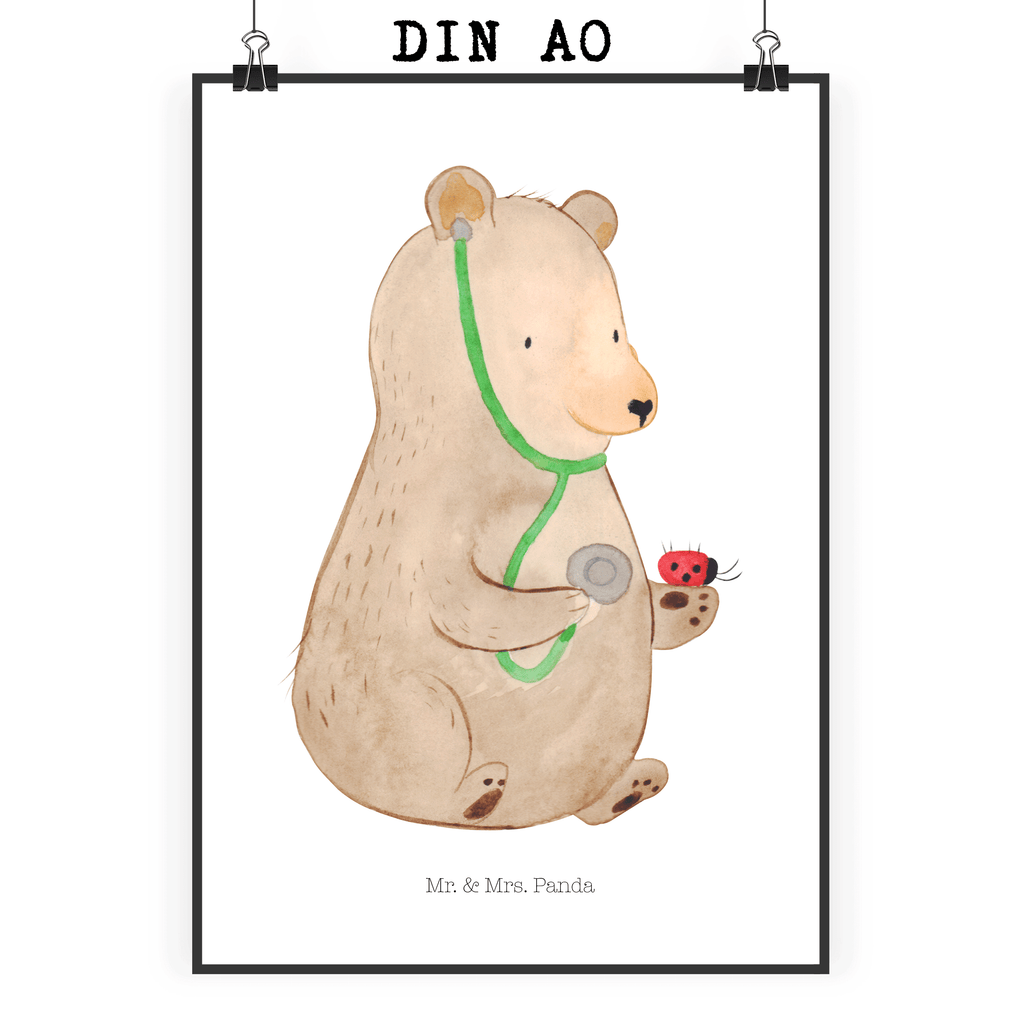 Poster Bär Arzt Poster, Wandposter, Bild, Wanddeko, Küchenposter, Kinderposter, Wanddeko Bild, Raumdekoration, Wanddekoration, Handgemaltes Poster, Mr. & Mrs. Panda Poster, Designposter, Kunstdruck, Posterdruck, Bär, Teddy, Teddybär, Arzt, Ärztin, Doktor, Professor, Doktorin, Professorin