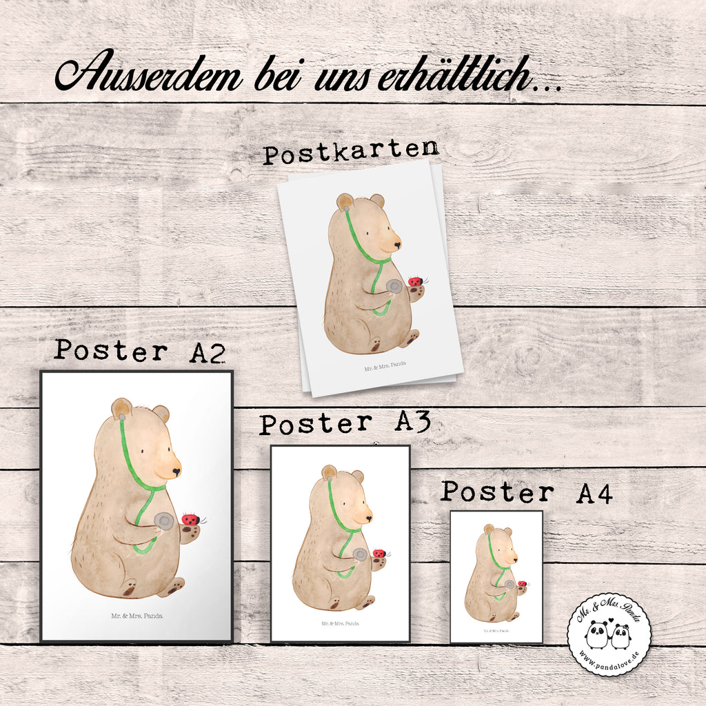Poster Bär Arzt Poster, Wandposter, Bild, Wanddeko, Küchenposter, Kinderposter, Wanddeko Bild, Raumdekoration, Wanddekoration, Handgemaltes Poster, Mr. & Mrs. Panda Poster, Designposter, Kunstdruck, Posterdruck, Bär, Teddy, Teddybär, Arzt, Ärztin, Doktor, Professor, Doktorin, Professorin