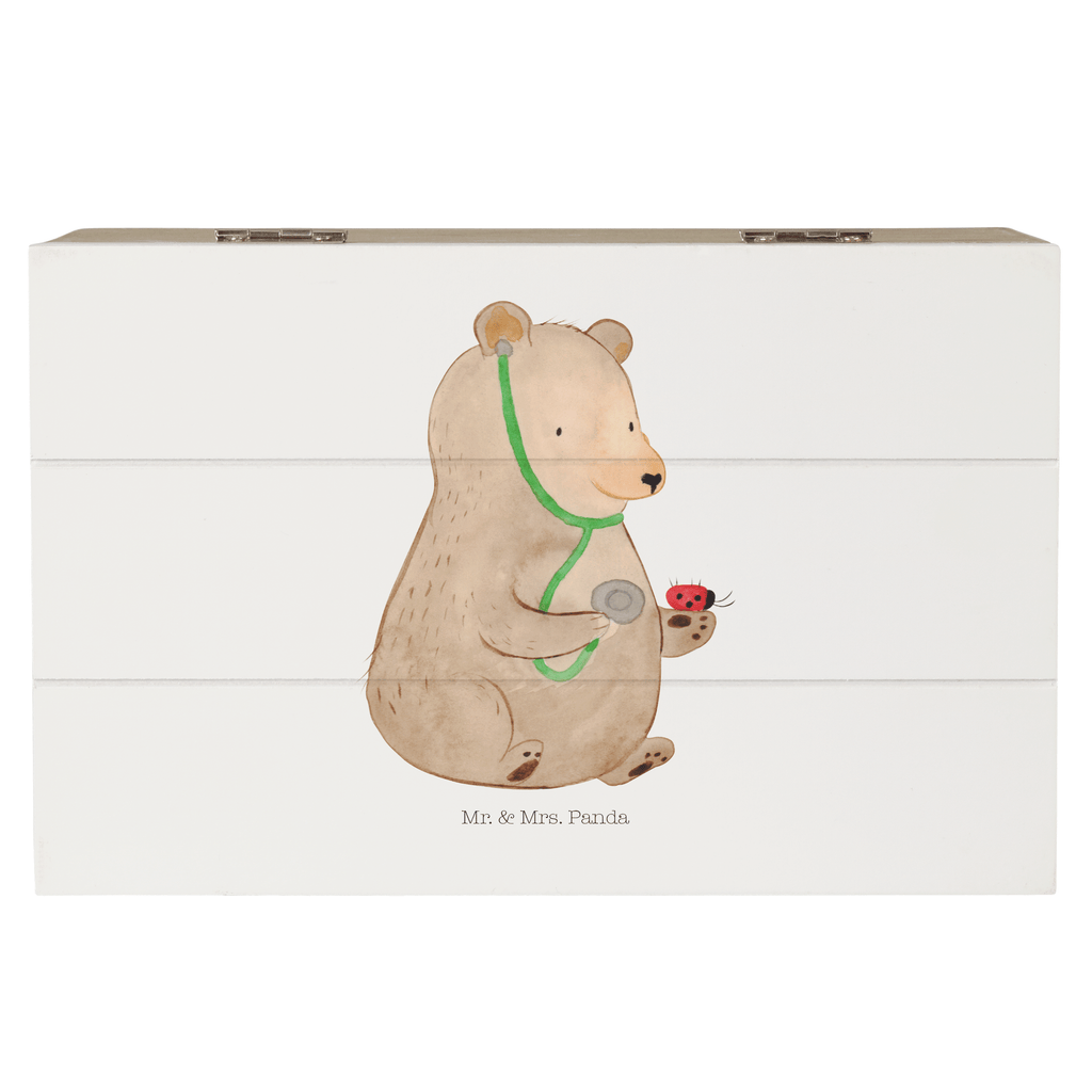 Holzkiste Bär Arzt Holzkiste, Kiste, Schatzkiste, Truhe, Schatulle, XXL, Erinnerungsbox, Erinnerungskiste, Dekokiste, Aufbewahrungsbox, Bär, Teddy, Teddybär, Arzt, Ärztin, Doktor, Professor, Doktorin, Professorin
