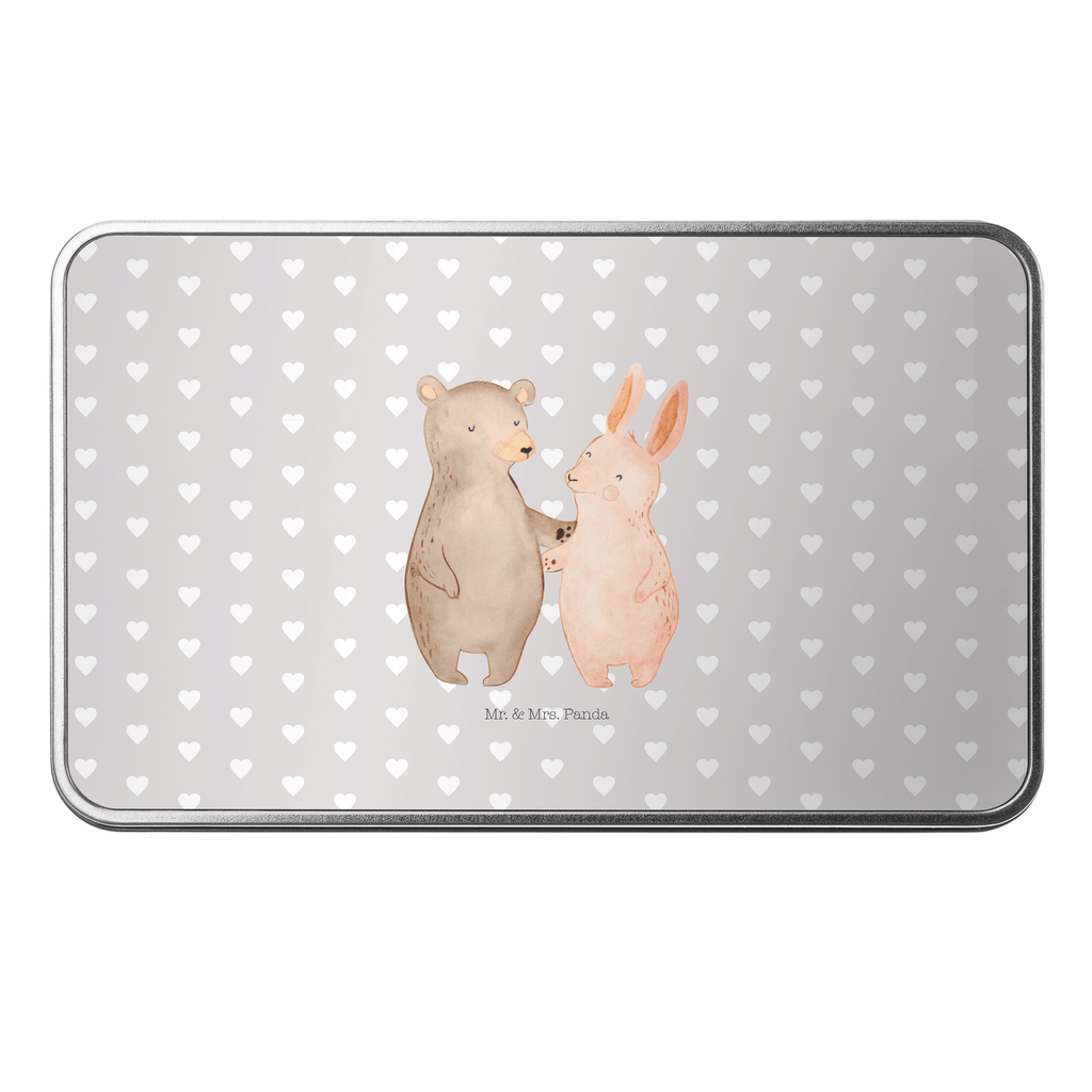 Metalldose rechteckig Bär Hase Umarmen Blechdose, Metalldose, Blechbox, Container, Keksdose, Vorratsdose, Vorratsbox, Döschen, Versperbox, Vesperdose, Aufbewahrungsdose, Aufbewahrungsbox, Aluminiumdose, Dose, Liebe, Partner, Freund, Freundin, Ehemann, Ehefrau, Heiraten, Verlobung, Heiratsantrag, Liebesgeschenk, Jahrestag, Hocheitstag, Freunde, bester Freund, Hase, Bär, Bärchen, best friends
