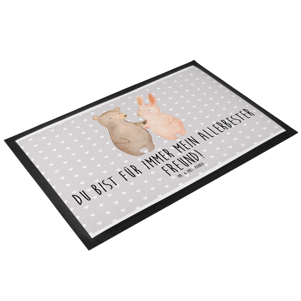 Fußmatte Bär Hase Umarmen Freunde, bester Freund, Hase, Bär, Bärchen, best friends Türvorleger, Schmutzmatte, Fußabtreter, Matte, Schmutzfänger, Fußabstreifer, Schmutzfangmatte, Türmatte, Motivfußmatte,  Haustürmatte, Vorleger  Liebe,  Partner, Freund, Freundin, Ehemann, Ehefrau, Heiraten, Verlobung, Heiratsantrag, Liebesgeschenk, Jahrestag, Hocheitstag