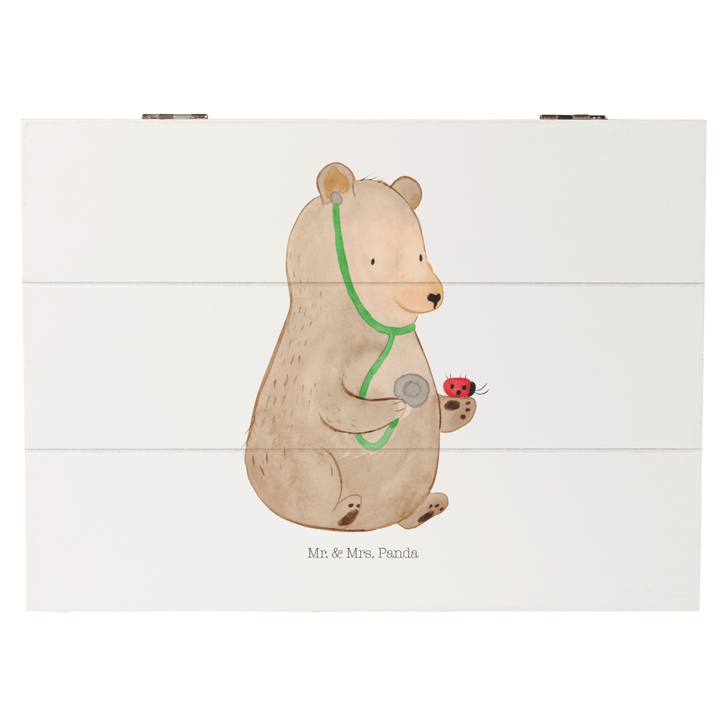 Holzkiste Bär Arzt Holzkiste, Kiste, Schatzkiste, Truhe, Schatulle, XXL, Erinnerungsbox, Erinnerungskiste, Dekokiste, Aufbewahrungsbox, Bär, Teddy, Teddybär, Arzt, Ärztin, Doktor, Professor, Doktorin, Professorin