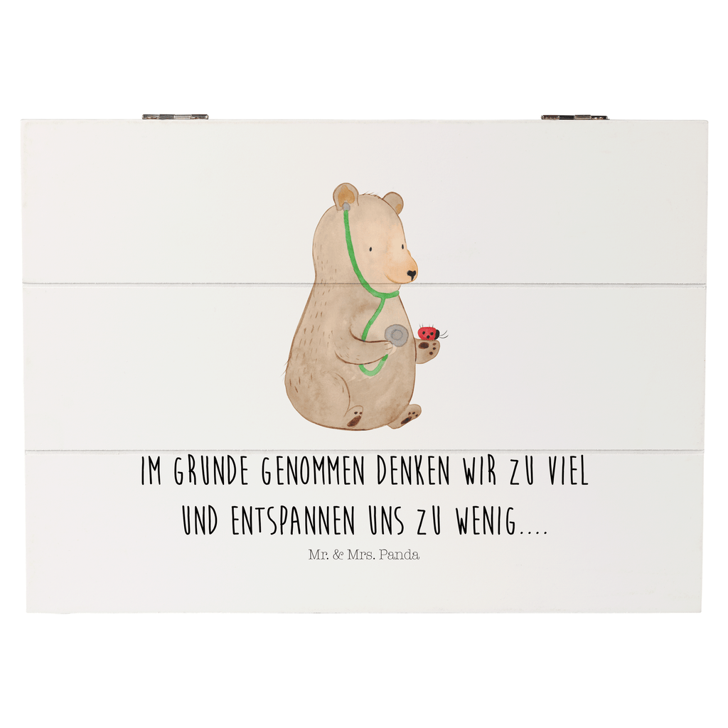 Holzkiste Bär Arzt Holzkiste, Kiste, Schatzkiste, Truhe, Schatulle, XXL, Erinnerungsbox, Erinnerungskiste, Dekokiste, Aufbewahrungsbox, Bär, Teddy, Teddybär, Arzt, Ärztin, Doktor, Professor, Doktorin, Professorin