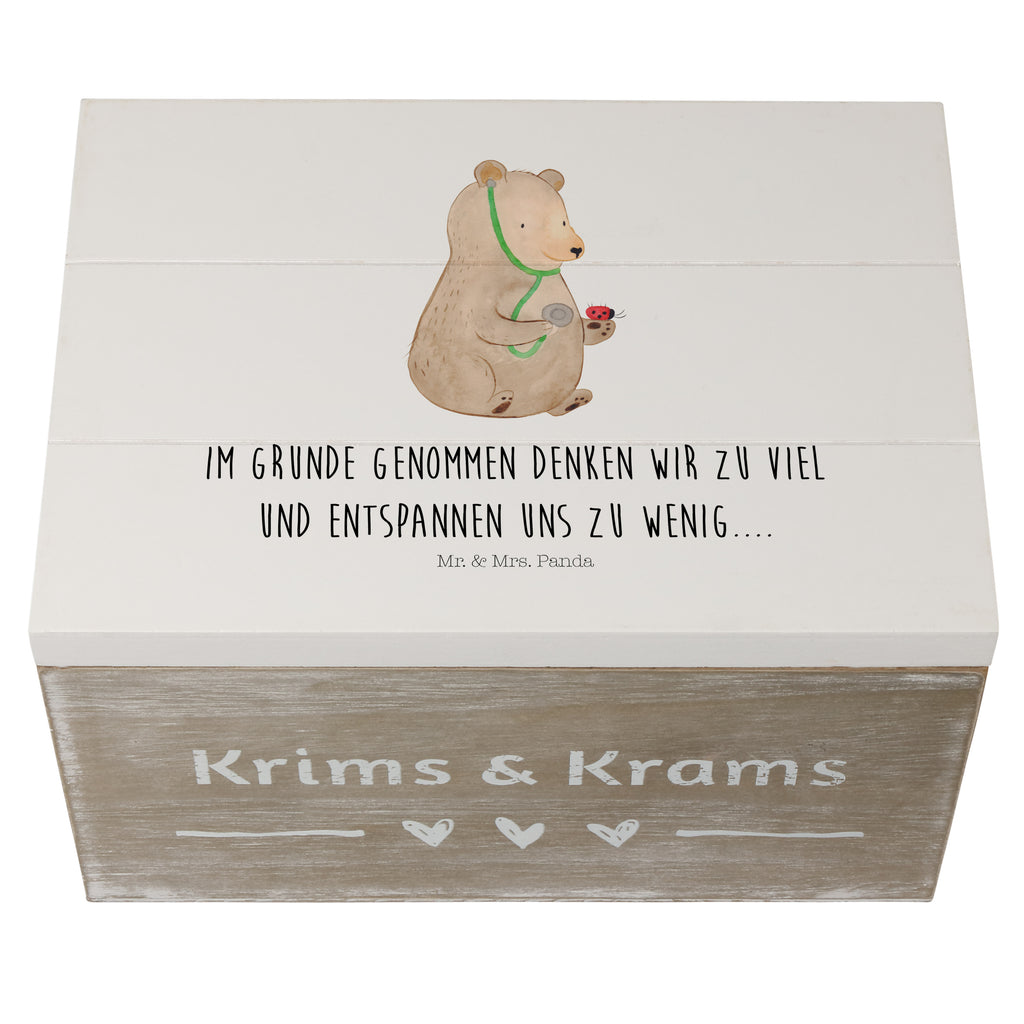 Holzkiste Bär Arzt Holzkiste, Kiste, Schatzkiste, Truhe, Schatulle, XXL, Erinnerungsbox, Erinnerungskiste, Dekokiste, Aufbewahrungsbox, Bär, Teddy, Teddybär, Arzt, Ärztin, Doktor, Professor, Doktorin, Professorin