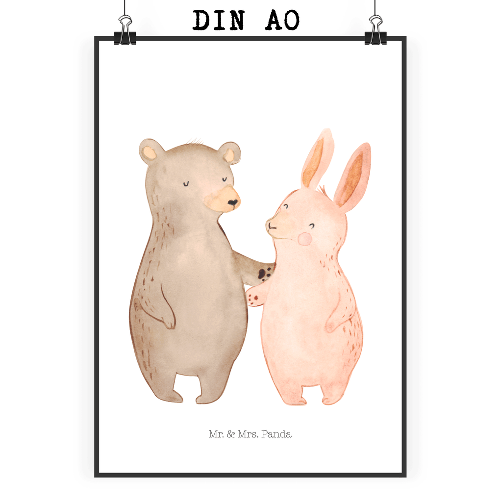 Poster Bär Hase Umarmen Poster, Wandposter, Bild, Wanddeko, Küchenposter, Kinderposter, Wanddeko Bild, Raumdekoration, Wanddekoration, Handgemaltes Poster, Mr. & Mrs. Panda Poster, Designposter, Kunstdruck, Posterdruck, Liebe, Partner, Freund, Freundin, Ehemann, Ehefrau, Heiraten, Verlobung, Heiratsantrag, Liebesgeschenk, Jahrestag, Hocheitstag, Freunde, bester Freund, Hase, Bär, Bärchen, best friends