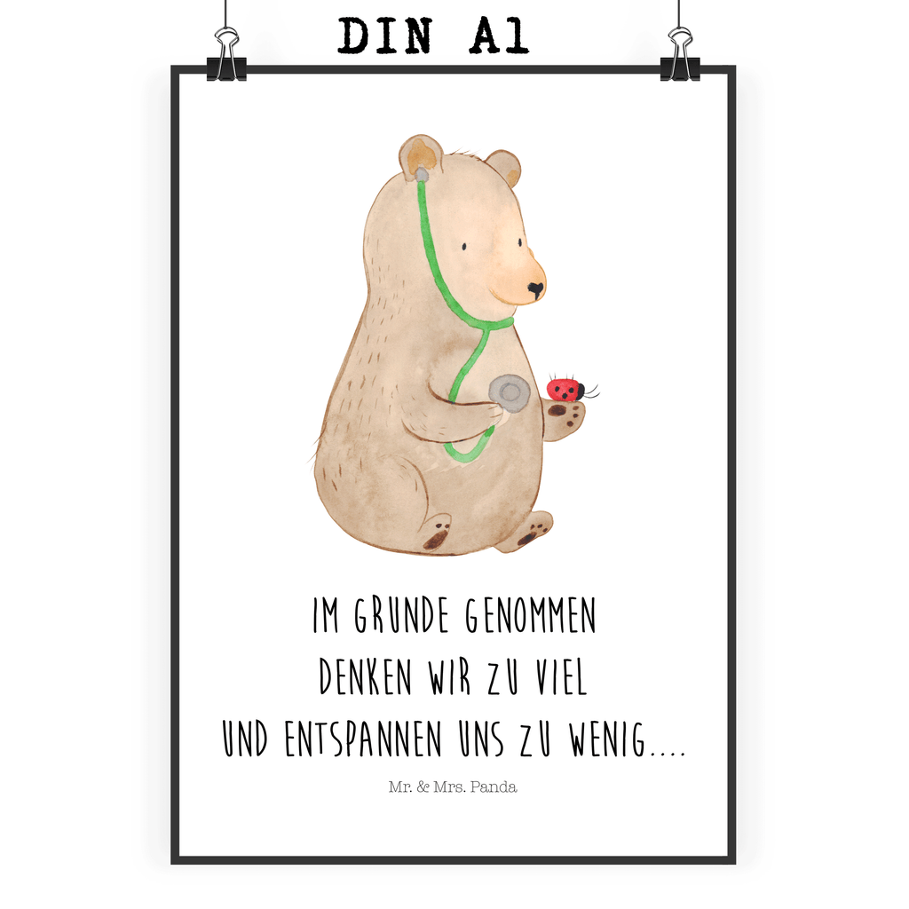Poster Bär Arzt Poster, Wandposter, Bild, Wanddeko, Küchenposter, Kinderposter, Wanddeko Bild, Raumdekoration, Wanddekoration, Handgemaltes Poster, Mr. & Mrs. Panda Poster, Designposter, Kunstdruck, Posterdruck, Bär, Teddy, Teddybär, Arzt, Ärztin, Doktor, Professor, Doktorin, Professorin