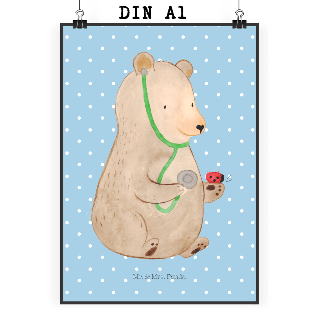 Poster Bär Arzt Poster, Wandposter, Bild, Wanddeko, Küchenposter, Kinderposter, Wanddeko Bild, Raumdekoration, Wanddekoration, Handgemaltes Poster, Mr. & Mrs. Panda Poster, Designposter, Kunstdruck, Posterdruck, Bär, Teddy, Teddybär, Arzt, Ärztin, Doktor, Professor, Doktorin, Professorin