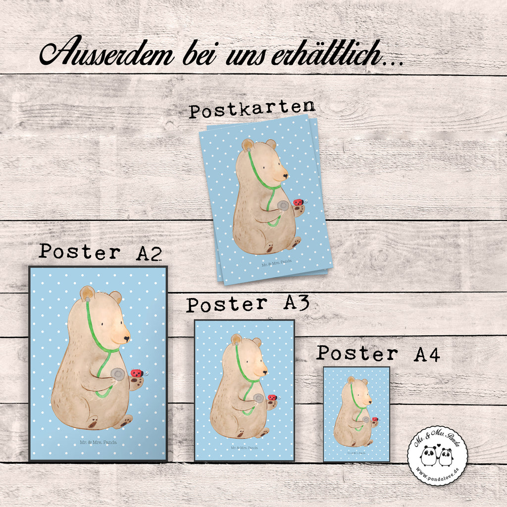 Poster Bär Arzt Poster, Wandposter, Bild, Wanddeko, Küchenposter, Kinderposter, Wanddeko Bild, Raumdekoration, Wanddekoration, Handgemaltes Poster, Mr. & Mrs. Panda Poster, Designposter, Kunstdruck, Posterdruck, Bär, Teddy, Teddybär, Arzt, Ärztin, Doktor, Professor, Doktorin, Professorin