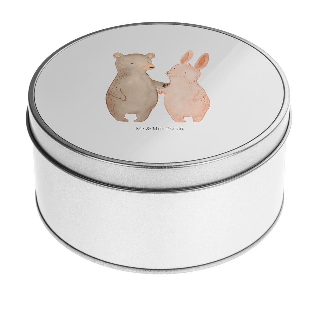 Blechdose rund Bär Hase Umarmen Metalldose, Keksdose, Dose, Vorratsdose, Geschenkbox, Liebe, Partner, Freund, Freundin, Ehemann, Ehefrau, Heiraten, Verlobung, Heiratsantrag, Liebesgeschenk, Jahrestag, Hocheitstag, Freunde, bester Freund, Hase, Bär, Bärchen, best friends