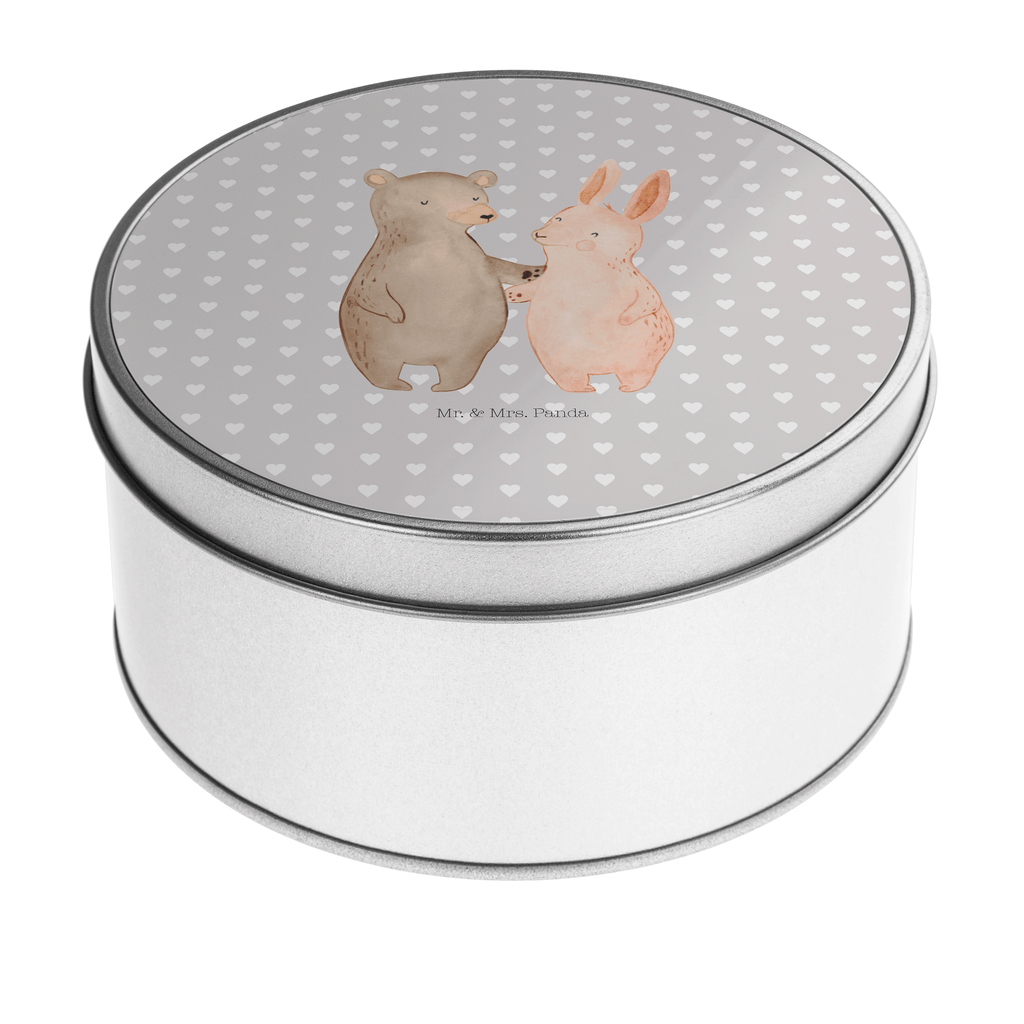 Blechdose rund Bär Hase Umarmen Metalldose, Keksdose, Dose, Vorratsdose, Geschenkbox, Liebe, Partner, Freund, Freundin, Ehemann, Ehefrau, Heiraten, Verlobung, Heiratsantrag, Liebesgeschenk, Jahrestag, Hocheitstag, Freunde, bester Freund, Hase, Bär, Bärchen, best friends