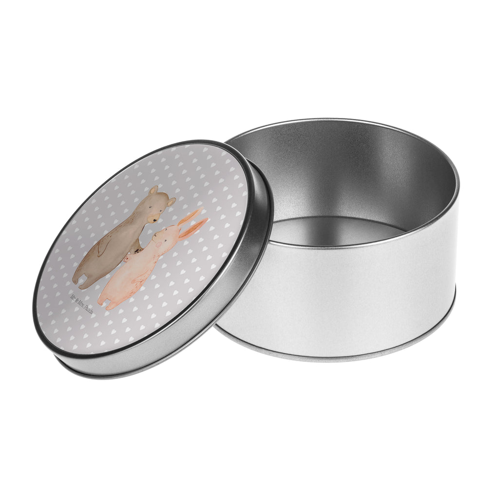 Blechdose rund Bär Hase Umarmen Metalldose, Keksdose, Dose, Vorratsdose, Geschenkbox, Liebe, Partner, Freund, Freundin, Ehemann, Ehefrau, Heiraten, Verlobung, Heiratsantrag, Liebesgeschenk, Jahrestag, Hocheitstag, Freunde, bester Freund, Hase, Bär, Bärchen, best friends