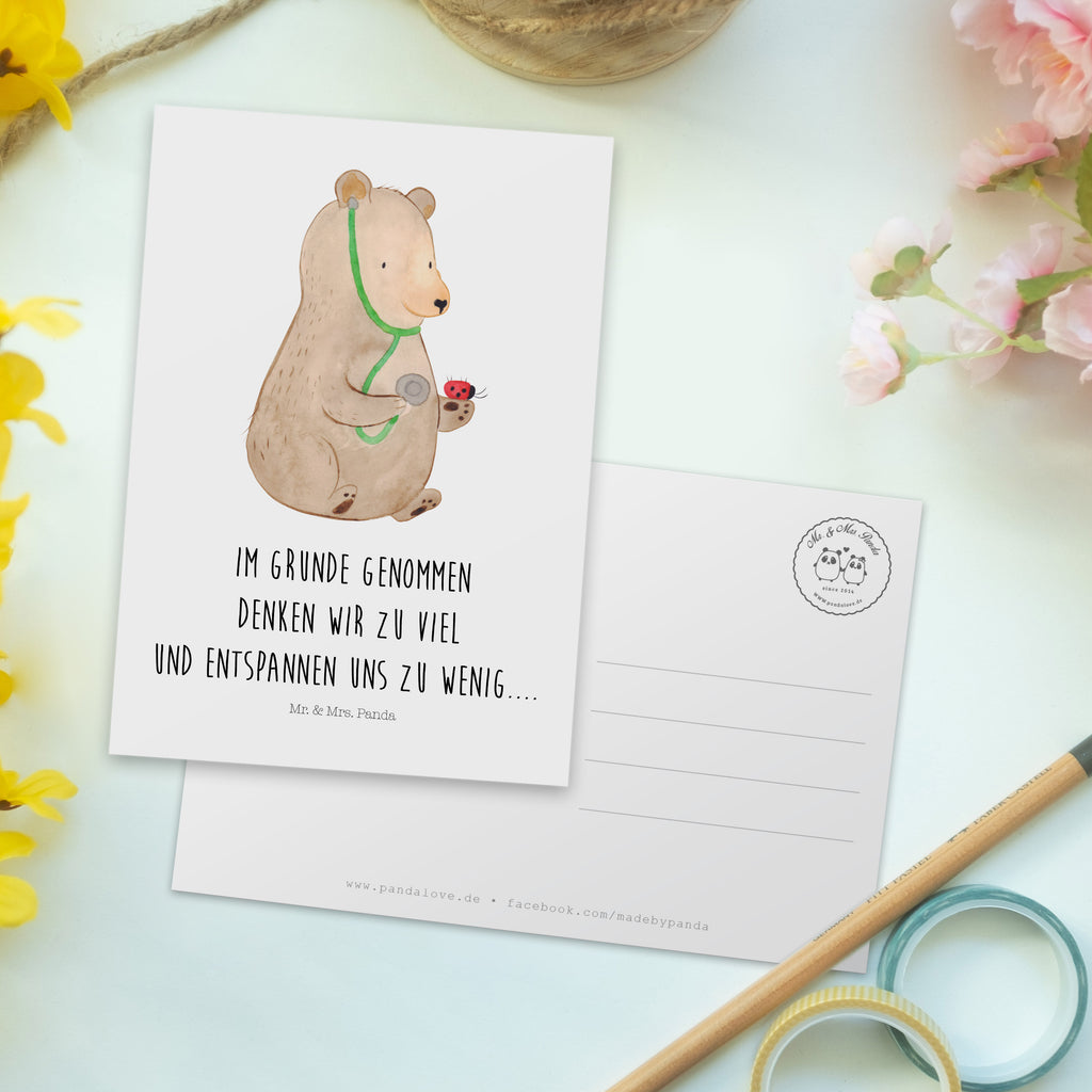 Postkarte Bär Arzt Geschenkkarte, Grußkarte, Karte, Einladung, Ansichtskarte, Geburtstagskarte, Einladungskarte, Dankeskarte, Bär, Teddy, Teddybär, Arzt, Ärztin, Doktor, Professor, Doktorin, Professorin