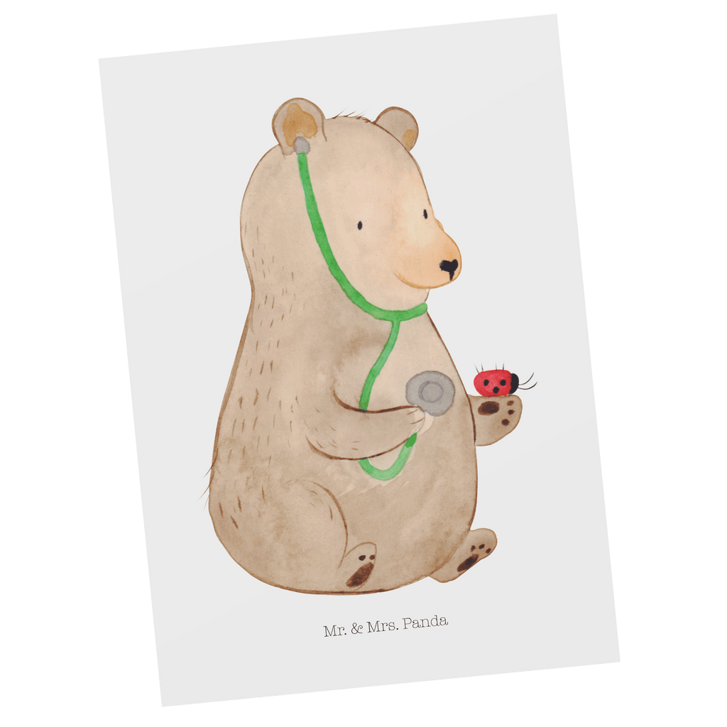 Postkarte Bär Arzt Geschenkkarte, Grußkarte, Karte, Einladung, Ansichtskarte, Geburtstagskarte, Einladungskarte, Dankeskarte, Bär, Teddy, Teddybär, Arzt, Ärztin, Doktor, Professor, Doktorin, Professorin