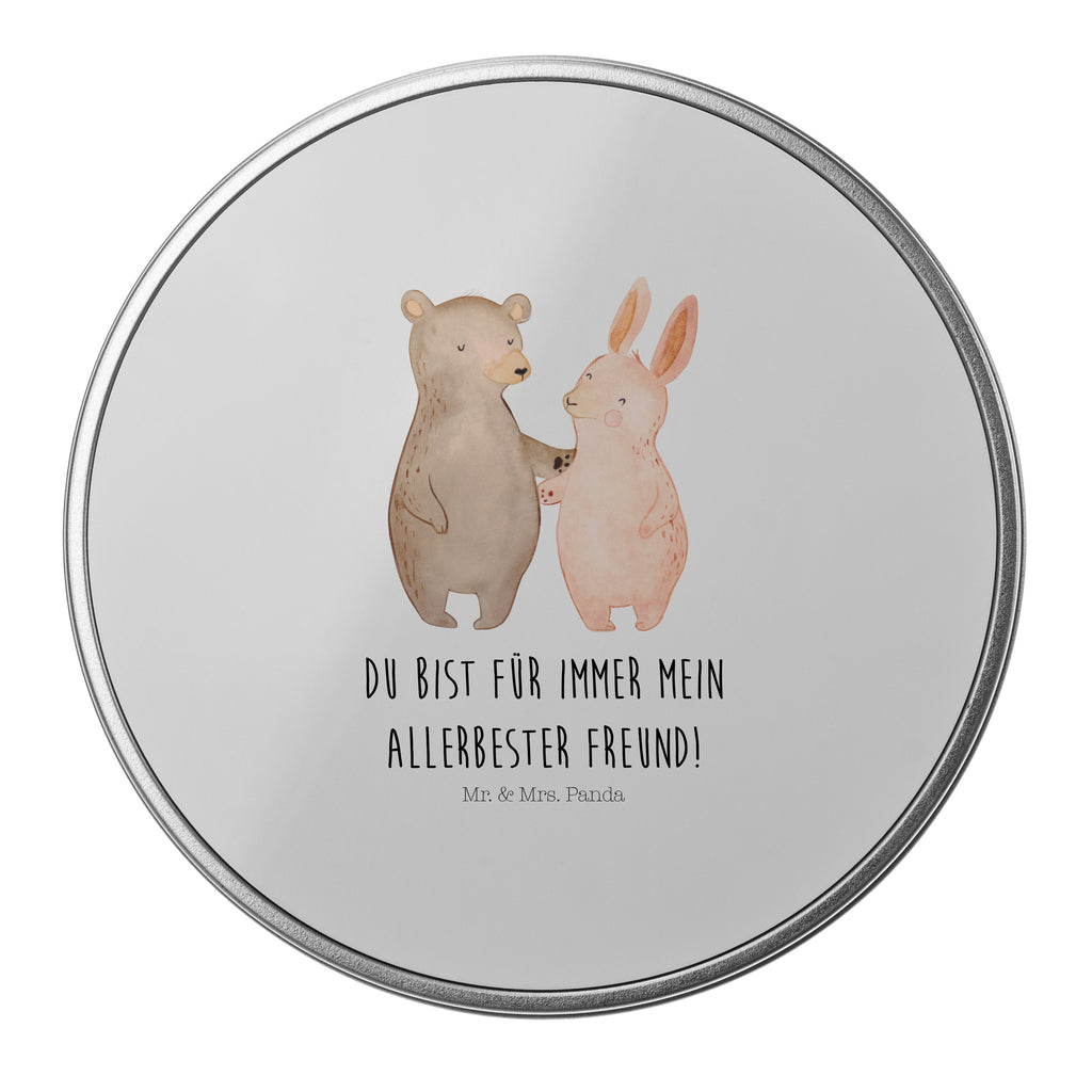 Blechdose rund Bär Hase Umarmen Metalldose, Keksdose, Dose, Vorratsdose, Geschenkbox, Liebe, Partner, Freund, Freundin, Ehemann, Ehefrau, Heiraten, Verlobung, Heiratsantrag, Liebesgeschenk, Jahrestag, Hocheitstag, Freunde, bester Freund, Hase, Bär, Bärchen, best friends