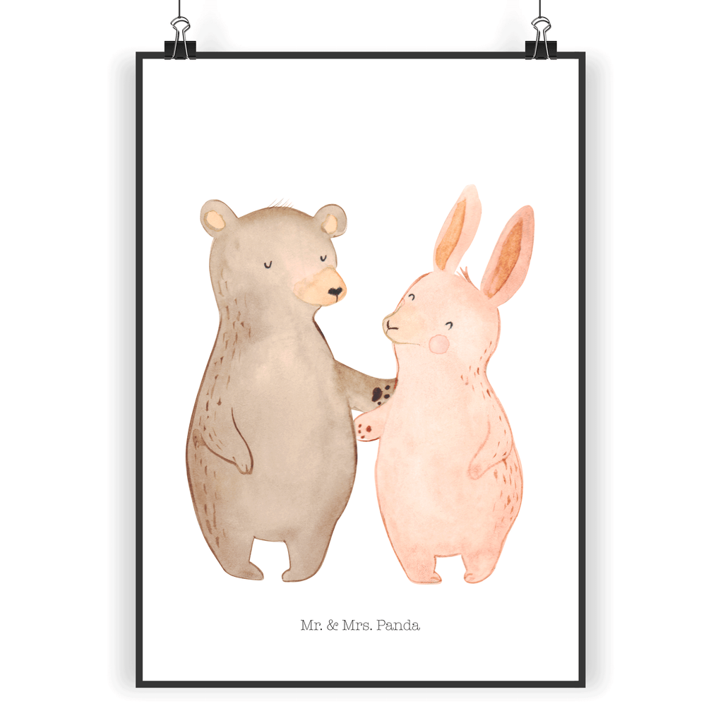 Poster Bär Hase Umarmen Poster, Wandposter, Bild, Wanddeko, Küchenposter, Kinderposter, Wanddeko Bild, Raumdekoration, Wanddekoration, Handgemaltes Poster, Mr. & Mrs. Panda Poster, Designposter, Kunstdruck, Posterdruck, Liebe, Partner, Freund, Freundin, Ehemann, Ehefrau, Heiraten, Verlobung, Heiratsantrag, Liebesgeschenk, Jahrestag, Hocheitstag, Freunde, bester Freund, Hase, Bär, Bärchen, best friends