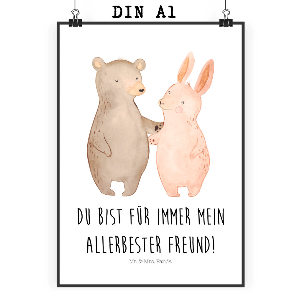 Poster Bär Hase Umarmen Poster, Wandposter, Bild, Wanddeko, Küchenposter, Kinderposter, Wanddeko Bild, Raumdekoration, Wanddekoration, Handgemaltes Poster, Mr. & Mrs. Panda Poster, Designposter, Kunstdruck, Posterdruck, Liebe, Partner, Freund, Freundin, Ehemann, Ehefrau, Heiraten, Verlobung, Heiratsantrag, Liebesgeschenk, Jahrestag, Hocheitstag, Freunde, bester Freund, Hase, Bär, Bärchen, best friends