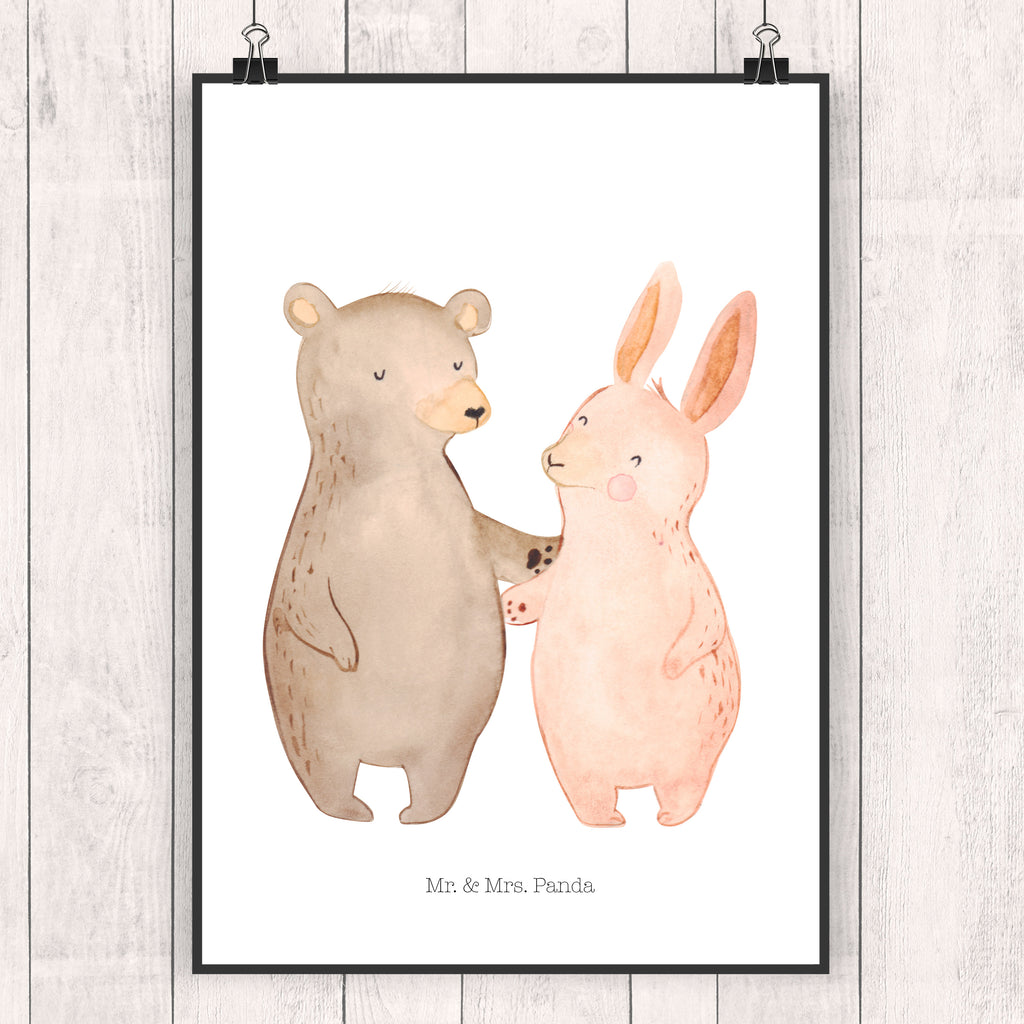 Poster Bär Hase Umarmen Poster, Wandposter, Bild, Wanddeko, Küchenposter, Kinderposter, Wanddeko Bild, Raumdekoration, Wanddekoration, Handgemaltes Poster, Mr. & Mrs. Panda Poster, Designposter, Kunstdruck, Posterdruck, Liebe, Partner, Freund, Freundin, Ehemann, Ehefrau, Heiraten, Verlobung, Heiratsantrag, Liebesgeschenk, Jahrestag, Hocheitstag, Freunde, bester Freund, Hase, Bär, Bärchen, best friends