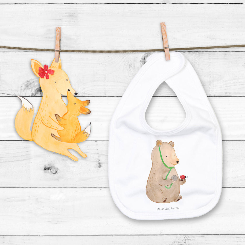 Organic Babylätzchen Bär Arzt Baby, Lätzchen, Spucktuch, Sabberlätzchen, Klettlätzchen, Babygeschenk, Baby Lätzchen, Geschenk für Geburt, Geschenk zur Geburt, Baby Spucktuch, Babyausstattung, Geschenkidee für Babyparty, Bär, Teddy, Teddybär, Arzt, Ärztin, Doktor, Professor, Doktorin, Professorin