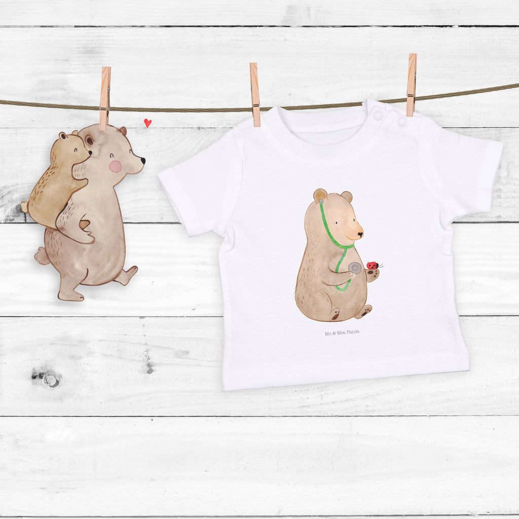 Organic Baby Shirt Bär Arzt Baby T-Shirt, Jungen Baby T-Shirt, Mädchen Baby T-Shirt, Shirt, Bär, Teddy, Teddybär, Arzt, Ärztin, Doktor, Professor, Doktorin, Professorin