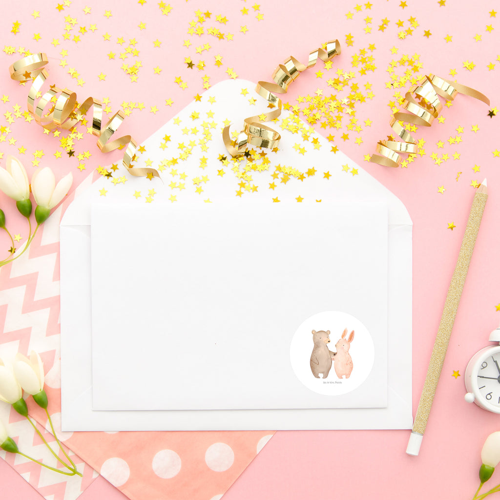 40mm Rund Aufkleber Bär Hase Umarmen Sticker, Aufkleber, Etikett, Liebe, Partner, Freund, Freundin, Ehemann, Ehefrau, Heiraten, Verlobung, Heiratsantrag, Liebesgeschenk, Jahrestag, Hocheitstag, Freunde, bester Freund, Hase, Bär, Bärchen, best friends