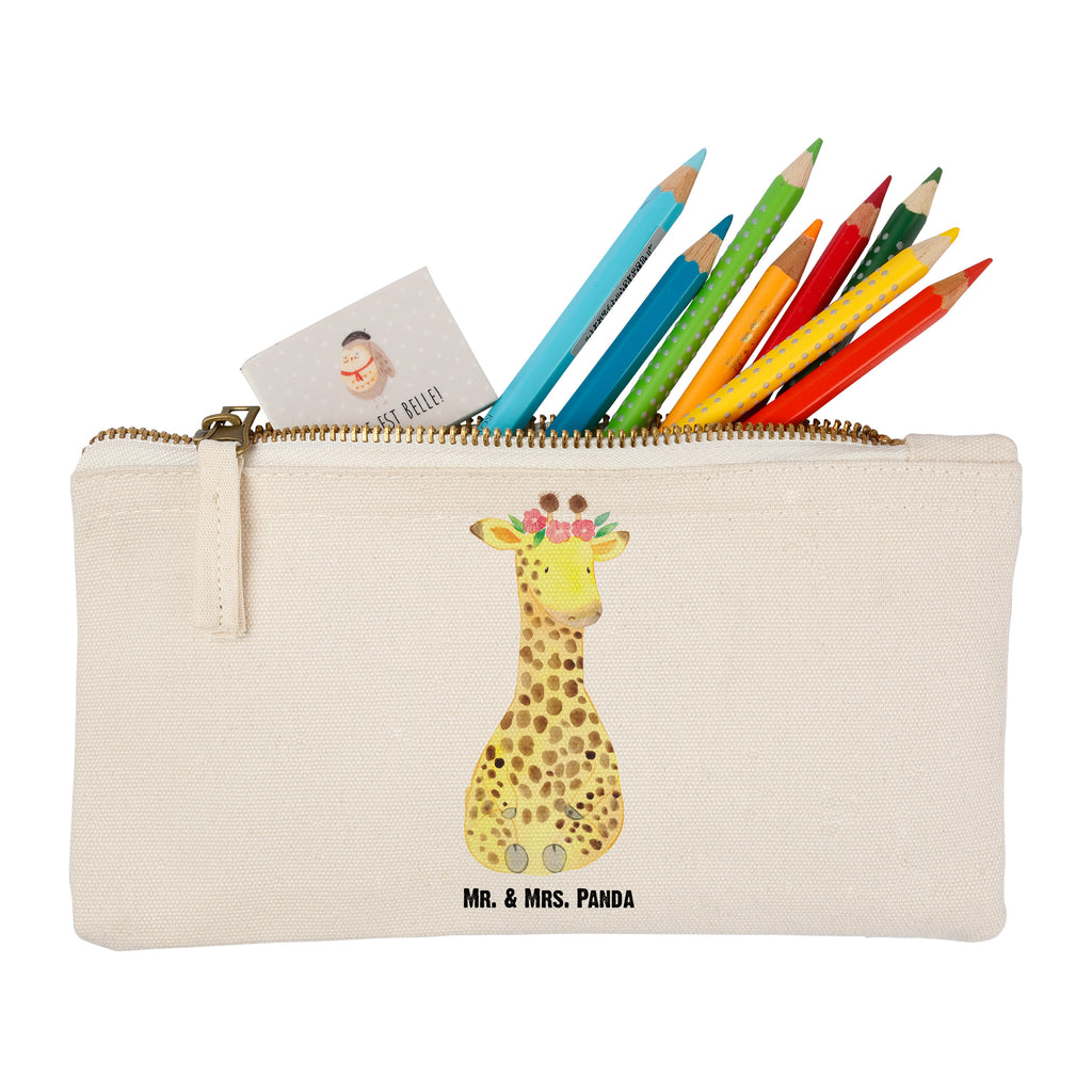 Schminktasche Giraffe Blumenkranz Schminktasche, Kosmetiktasche, Kosmetikbeutel, Stiftemäppchen, Etui, Federmappe, Makeup, XXL, Schminketui, Kosmetiketui, Schlamperetui, Afrika, Wildtiere, Giraffe, Blumenkranz, Abenteurer, Selbstliebe, Freundin