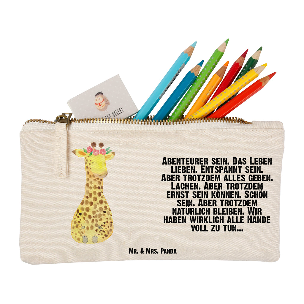 Schminktasche Giraffe Blumenkranz Schminktasche, Kosmetiktasche, Kosmetikbeutel, Stiftemäppchen, Etui, Federmappe, Makeup, XXL, Schminketui, Kosmetiketui, Schlamperetui, Afrika, Wildtiere, Giraffe, Blumenkranz, Abenteurer, Selbstliebe, Freundin