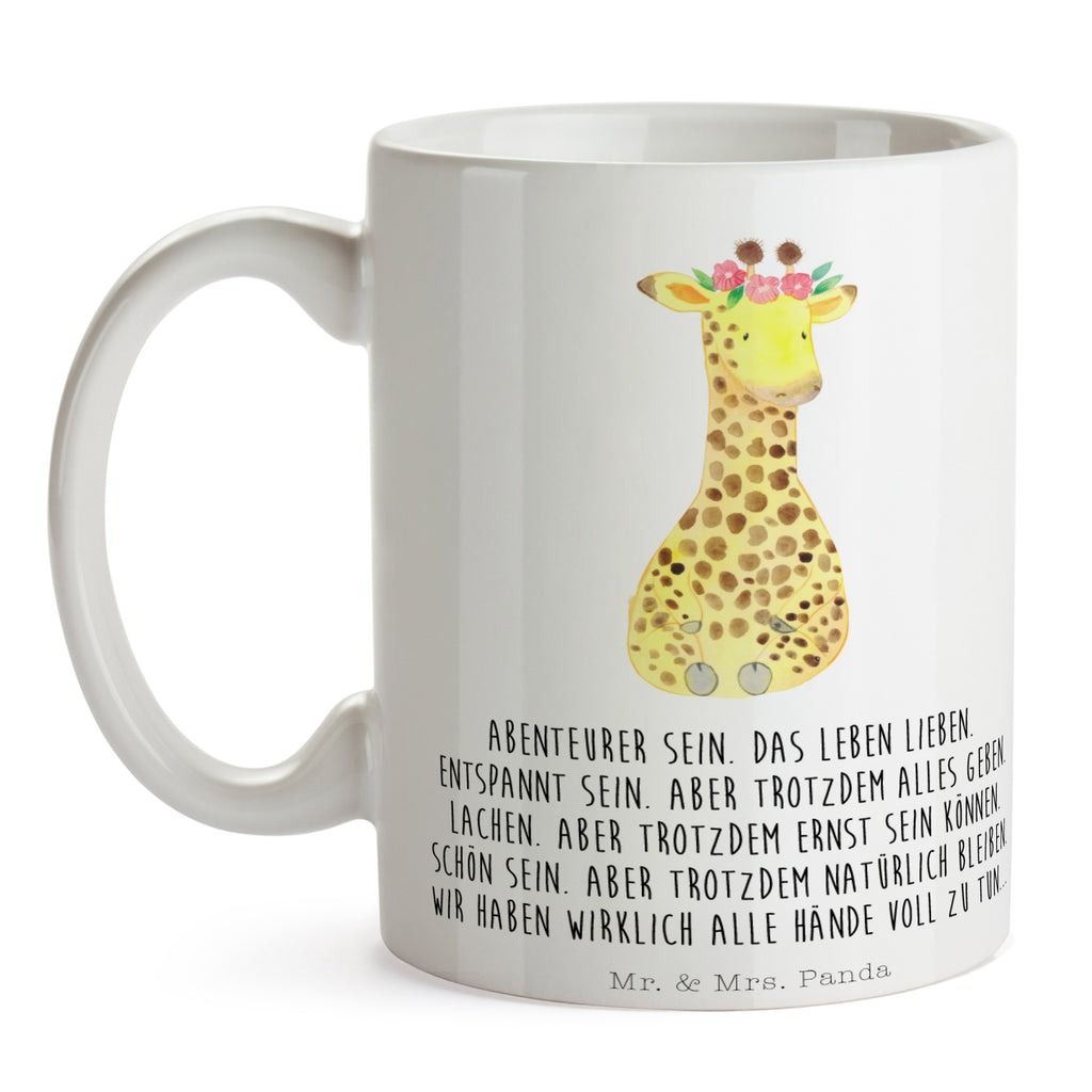 Tasse Giraffe Blumenkranz Giraffe, Blumenkranz, Abenteurer, Selbstliebe, Freundin Becher, Kaffeetasse, Kaffeebecher, Tee, Frühstück, Büro  Afrika, Wildtiere
