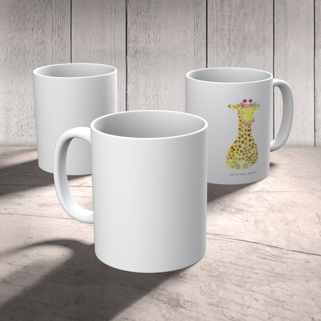 Tasse Giraffe Blumenkranz Giraffe, Blumenkranz, Abenteurer, Selbstliebe, Freundin Becher, Kaffeetasse, Kaffeebecher, Tee, Frühstück, Büro  Afrika, Wildtiere